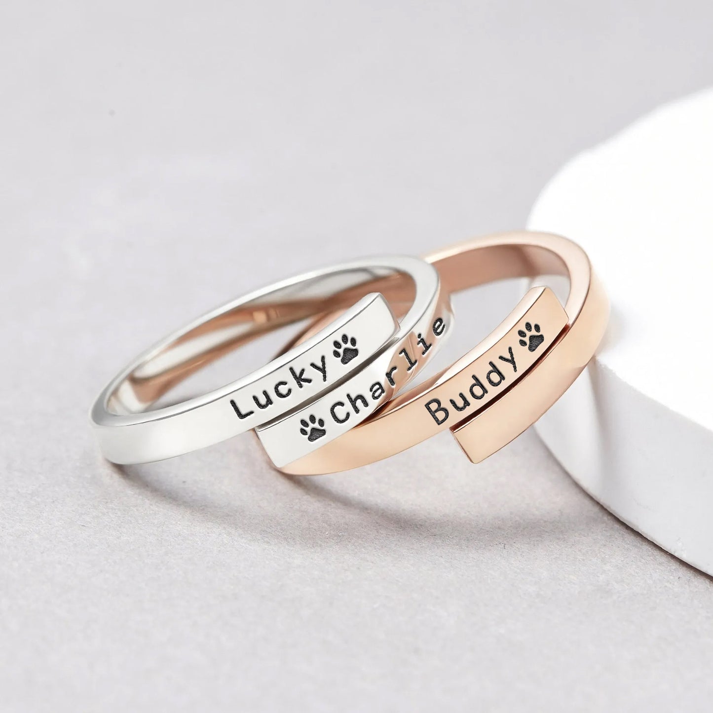 Bague personnalisée avec nom d’animal