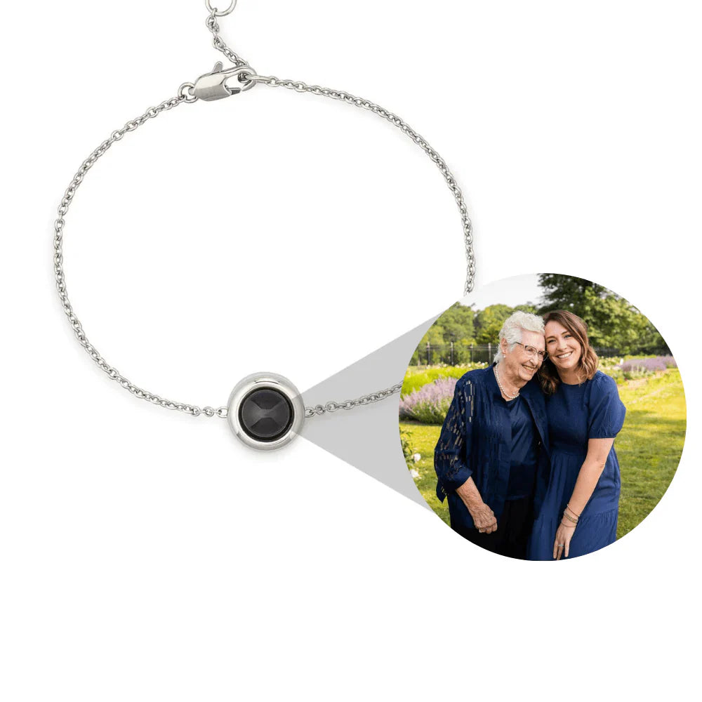 Bracelet photo personnalisé avec chaîne en câble